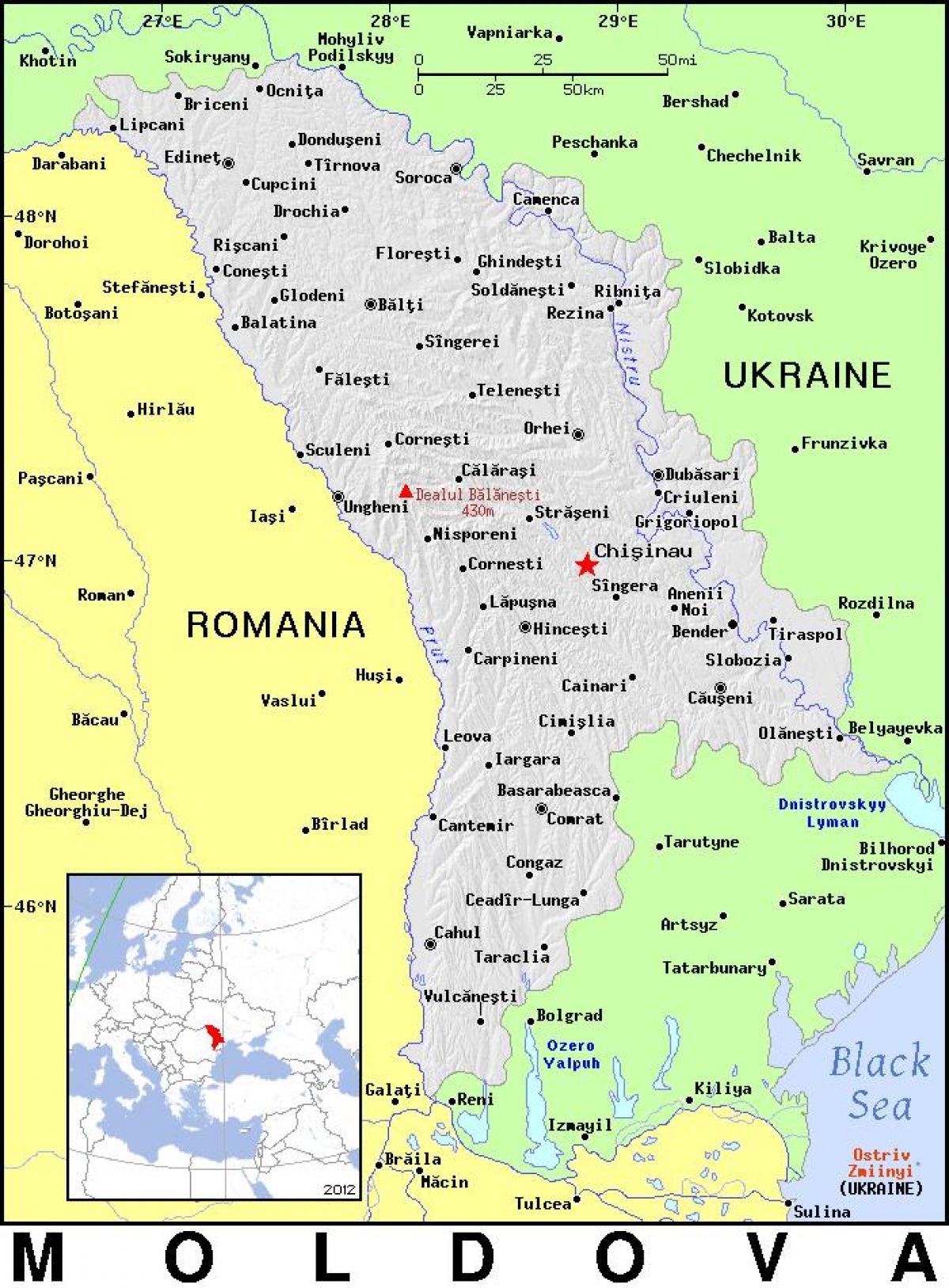Karta Moldavije zemlji 
